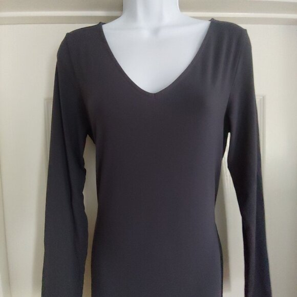 Peruvian Connection Gray Straight Midi Dress Lagom Ties in Back High Slits - Picture 3 of 9